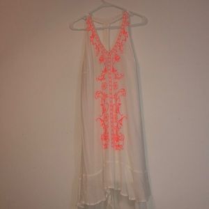White and coral dress